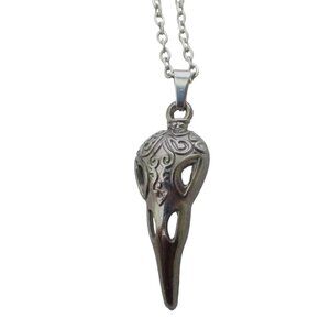 New Raven Skull Pendant Necklace on 18" Stainless Chain Whimsygoth Jewelry
